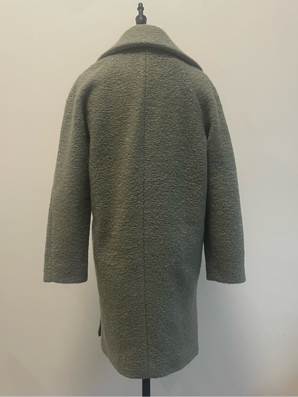 Emporio Armani Olive Green Teddy Bouclé Double-Breasted Coat - Picture 11 of 11